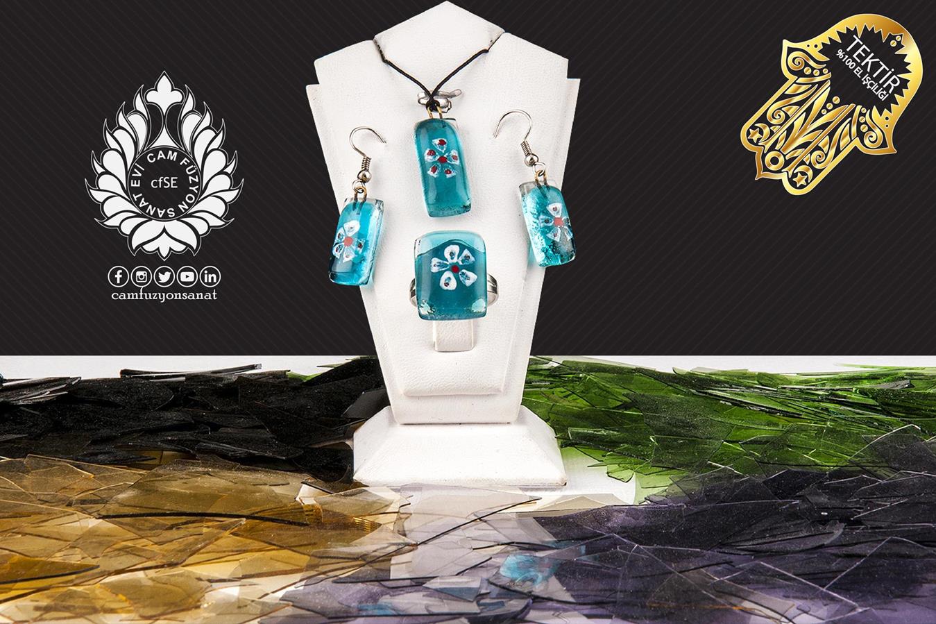 Küpe Kolye Yüzük Seti